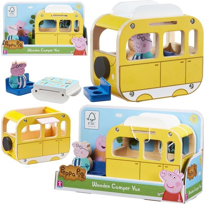 Jouet - CHARACTER OPTIONS - Peppa Pig Camping-car en bois avec figurine - Jaune - Intérieur - Mixte