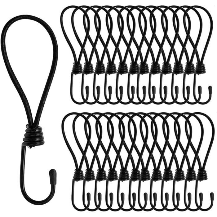 Fuxton Lot De 10 Tendeurs élastiques Courts Avec Double Crochet (Vert Olive 130 ) Pour Bâches