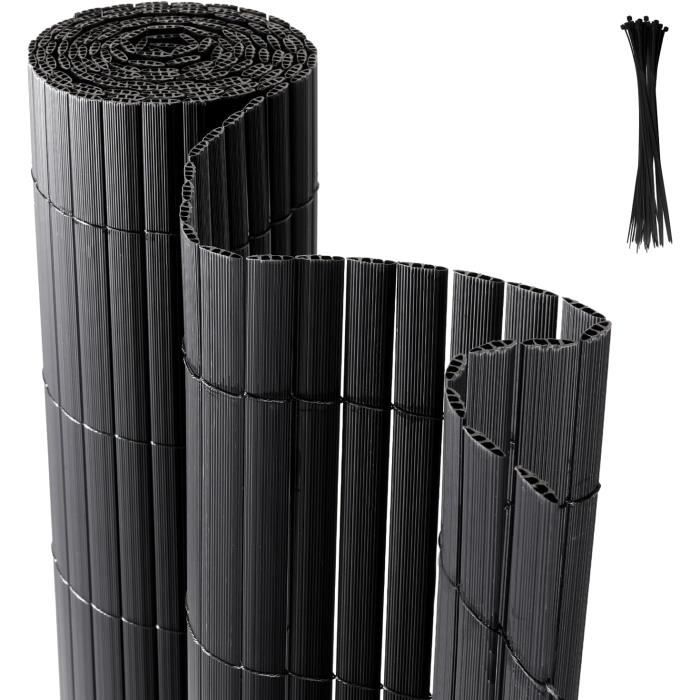 Fiqops Brise-vue PVC Gris 90x300 Cm – Protection Occultante Pour Balcon, Jardin, Terrasse – Résistant UV Et Intempéries
