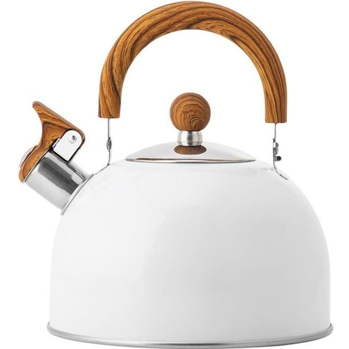 Sharplace - Bouilloire à Sifflet 3L En Acier Inoxydable - Poignée En Bois - Compatible Toutes Plaques (gaz, Induction, électricité) - Pour Maison, Camping, Pique-nique - 3