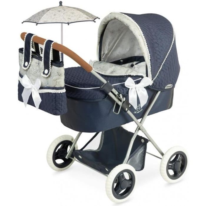 Combi 3 en 1 pour poupee et poupon : poussette landau cosy - Rose / Gris -  Poignee 55 à 82 cm - Cdiscount Jeux - Jouets