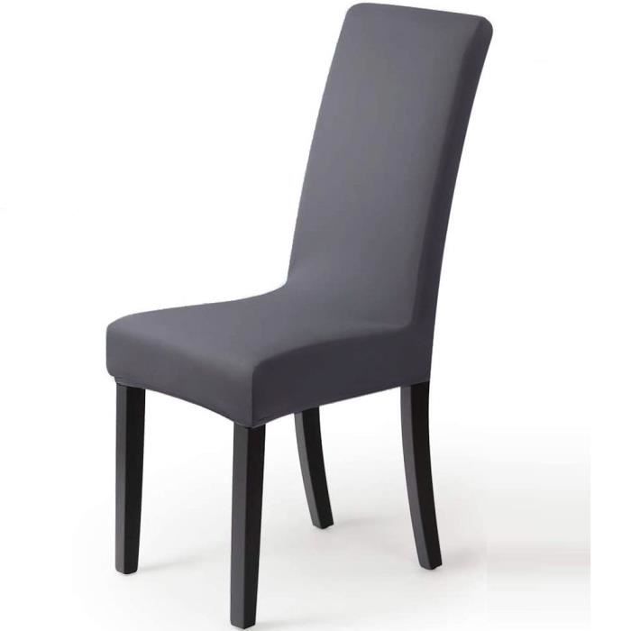 DrmKer Housse de Chaise Extensible Gris Foncé 2 pieces Amovible Lavable Moderne Couverture de Chaise pour Salle à Manger Slipcover
