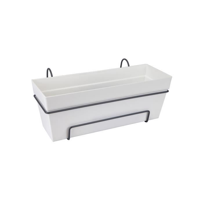 Elho Loft Urban Balconnière Allin1 50 - Blanc - L 49 x B 27 x H 21 cm - Balcon extérieur - 100% recy
