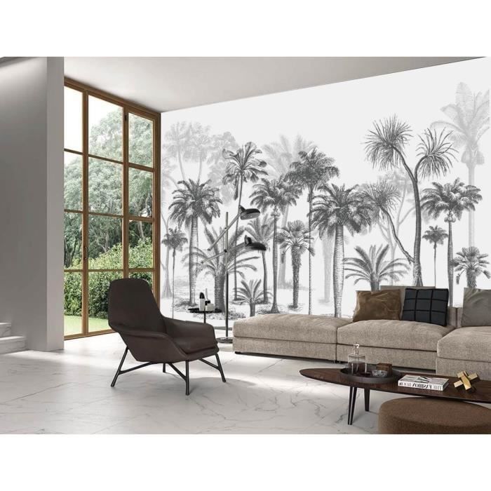 Papier Peint Panoramique Jungle Noir et Blanc 3d Soie, 400x280 cm ...