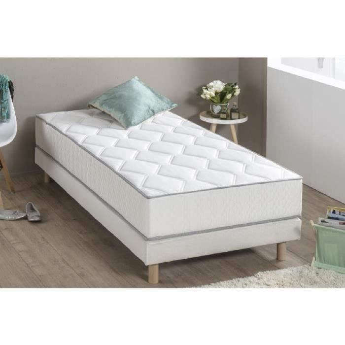 Ensemble matelas ressorts + sommier tapissier 90 x 190 - Epaisseur 23 cm - Confort équilibré - DEKO 