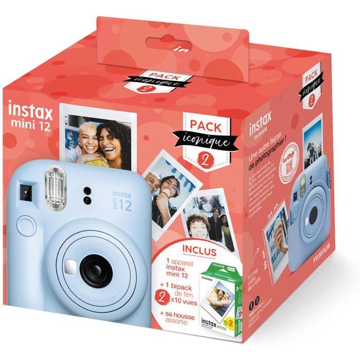 Fujifilm Pack Iconique Instax Mini 12 Bleu + Film Instax Mini 2x10 vues + Housse - 3660662029503