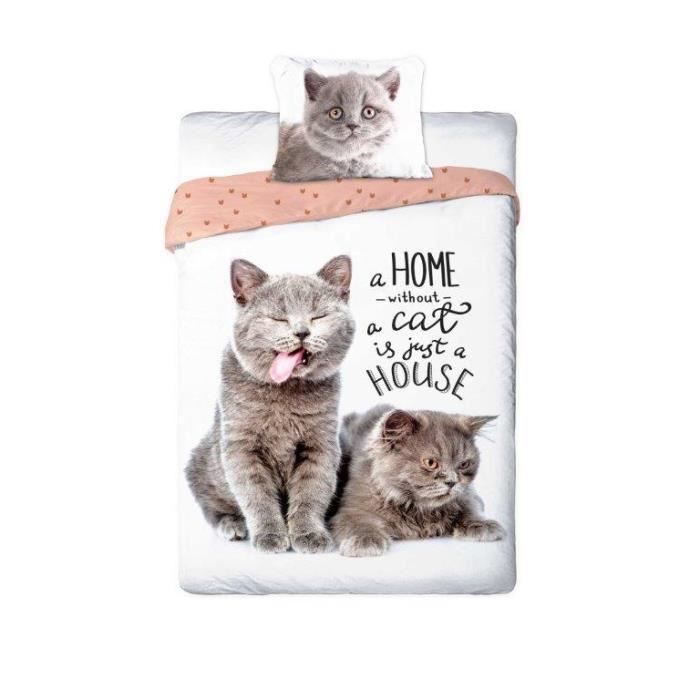 Best Friend Parure De Lit 160x0 Cm Chat Par Deux Cdiscount Maison