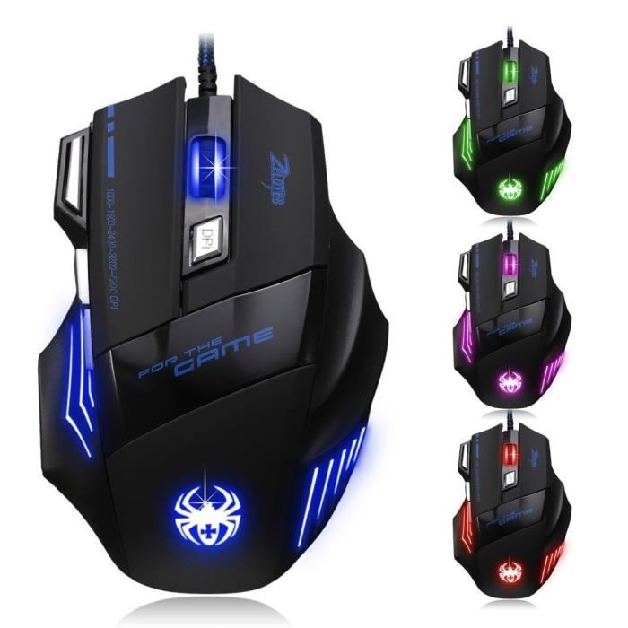 Souris Gamer – Zelotes – T80 – 5500 DPI – 7 Boutons – Filaire