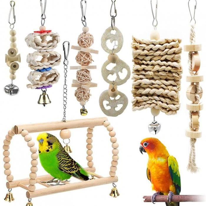 Comparer les prix de Jouets à mâcher pour Oiseaux - HAOPYOU - PT12212 - Bois naturel - Multicolore - Intérieur