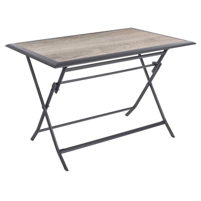 Table de jardin pliante rectangulaire Azua gris smoke 4 places en aluminium traité époxy - Hespéride