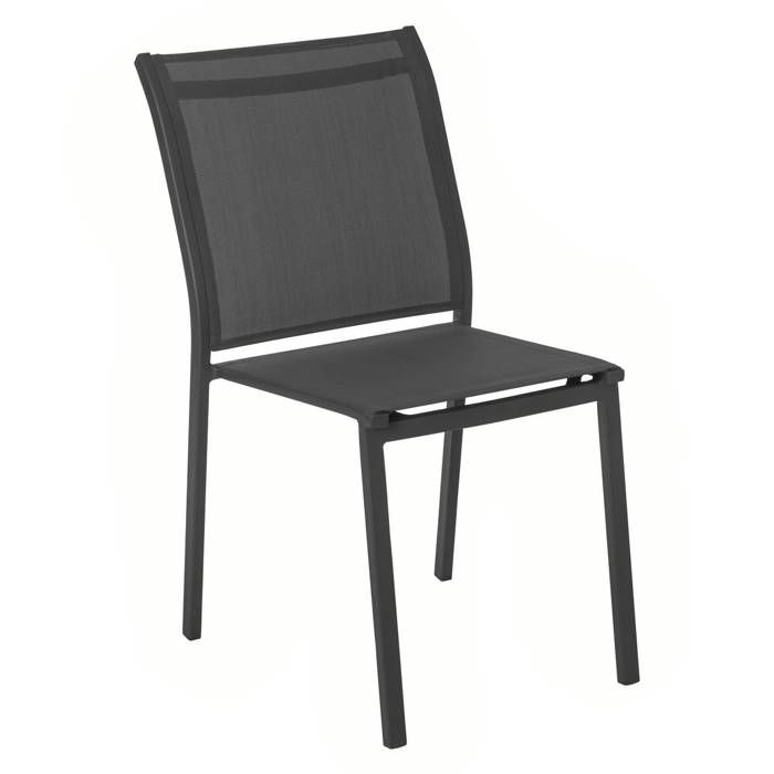 Chaise de jardin empilable Essentia anthracite & graphite aluminium traité époxy - Hespéride