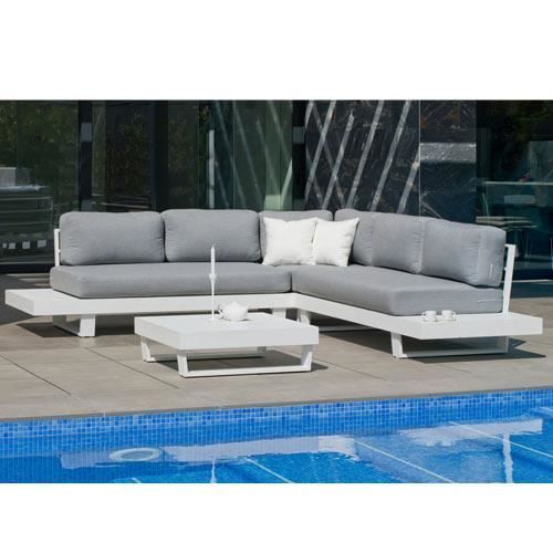 ensemble salon sofa de jardin anastacia- 5 places aluminium blanc 31485