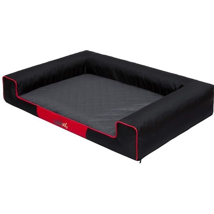 Lit pour chien - HobbyDog - Victoria - Rectangulaire - Noir/gris - Grande XL/XXL
