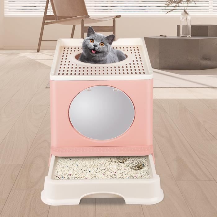 Comparer les prix de Toilettes pliantes pour chat en plastique pp 48*39*34cm - HOMEWELL - Rose - Chat - Plastique pp