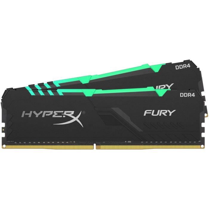 Vente Memoire PC HYPERX - Mémoire PC RAM - FURY DDR4 RGB - 16 Go (2x8 Go) - 3200MHz - CAS 16 (HX432C16FB3AK2/16) pas cher Vente Memoire PC HYPERX - Mémoire PC RAM - FURY DDR4 RGB - 16 Go (2x8 Go) - 3200MHz - CAS 16 (HX432C16FB3AK2/16) pas cher