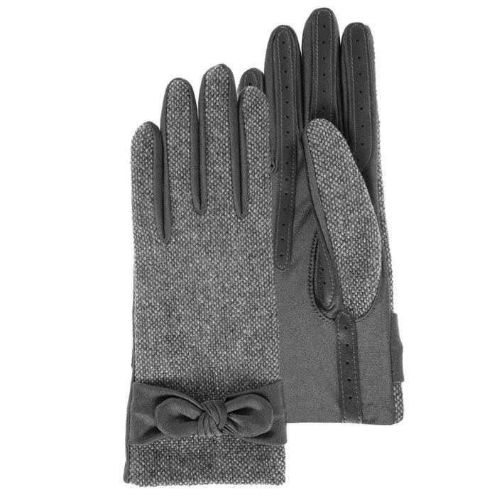 Isotoner Gants femme en tissu fantaisie avec noeud compatibles ecrans tactiles Tweed Cdiscount Pret a Porter