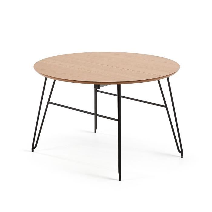 Table Ronde Extensible Novac O120 Cm Bois Et Pieds Metal Achat
