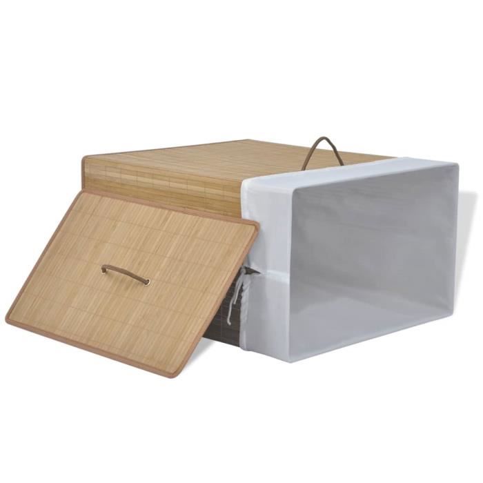 Panier à Linge Rectangulaire House Nordic En Jacinthe D'eau - 43x32x55cm Avec Couvercle Et Doublure