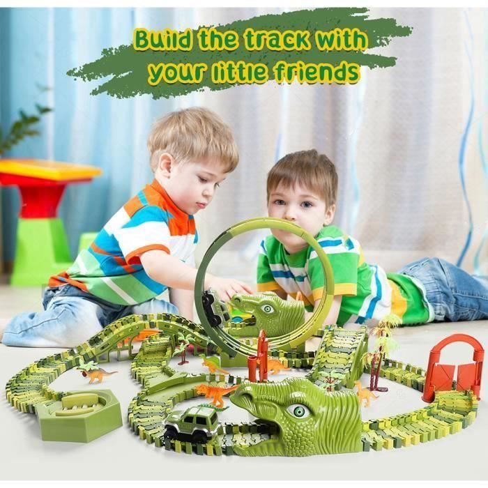 Circuit Voiture Enfant 240 Pièces - Jouet Lumineux Flexible, Voitures LED, Cadeau 3-6 Ans