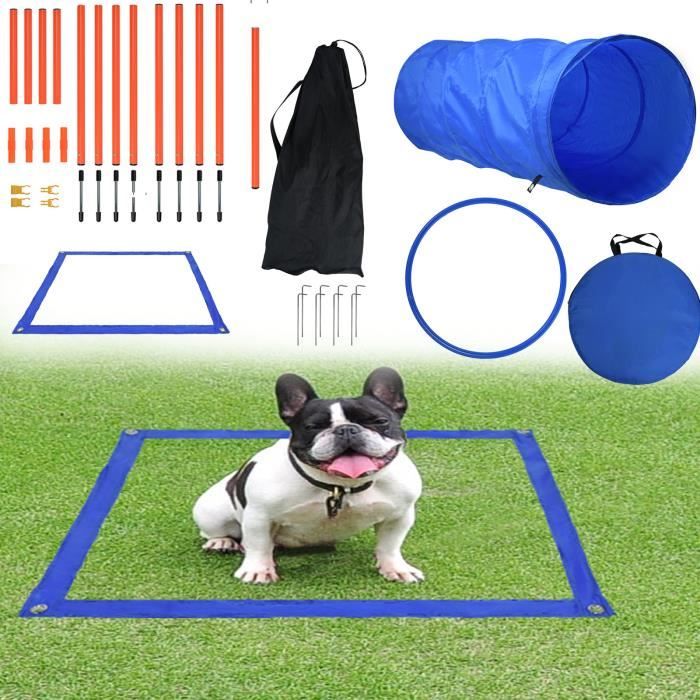 Comparer les prix de LILIIN Agility Kit d'équipement pour chien avec tunnel pour chien, barres tressées, anneau de saut, barre d'obstacle réglable