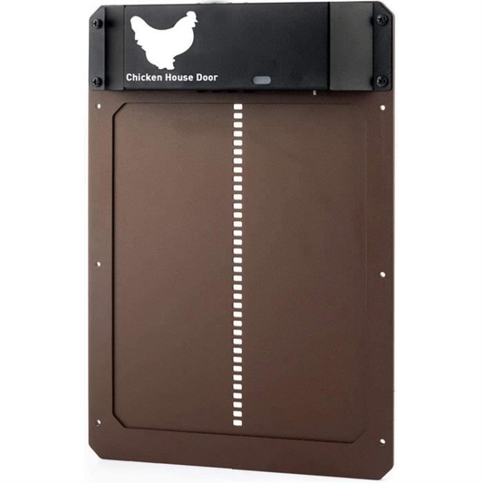 Porte de poulailler automatique sensible à la lumièreEntièrement en aluminium - Détection de la lumière - Minuterie douverture du