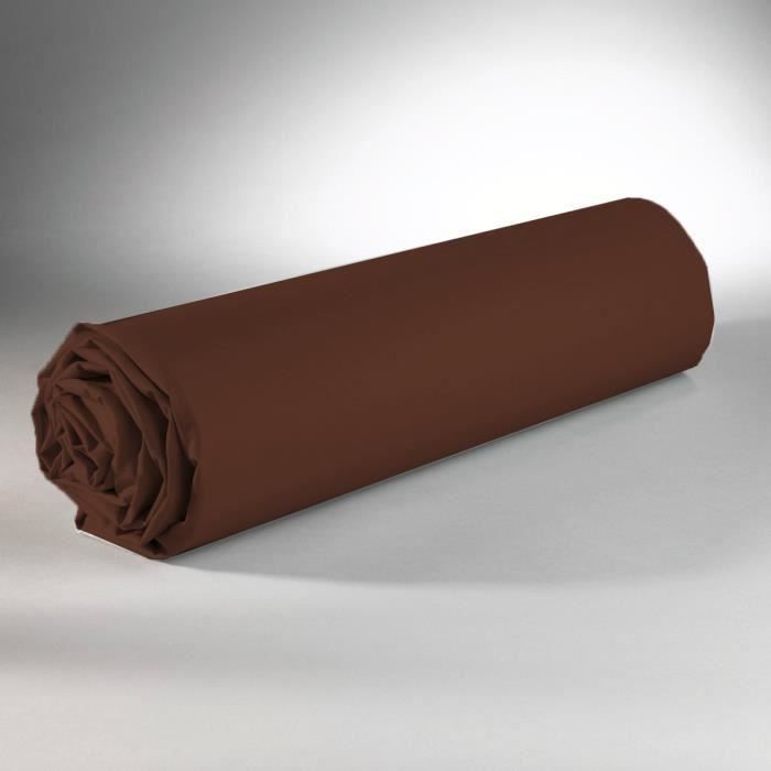 Drap housse - Choco - 160 x 200 cm - 100% coton - Élastiqué - Lavable en machine
