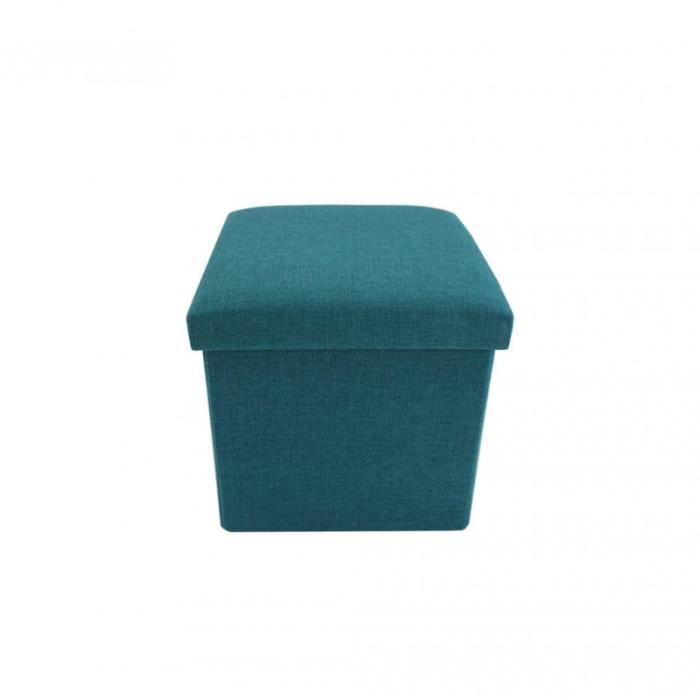 pouf repose-pieds tabouret bleu clair tissu récipient 30x30x30 - mobili rebecca