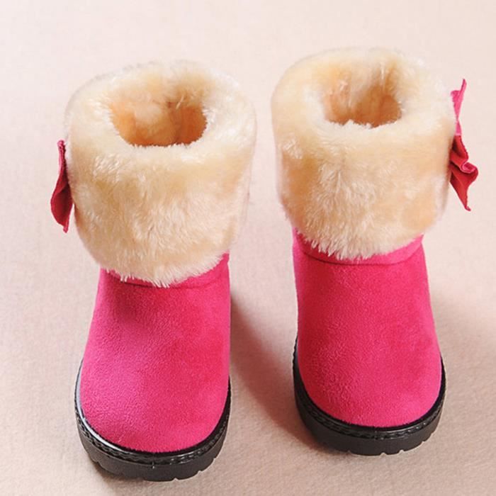 Libaib Mode Bowknot Hiver Bebe Fille Style Coton Boot Bottes Chaud De Neige Rose Vif Rose Vif Cdiscount