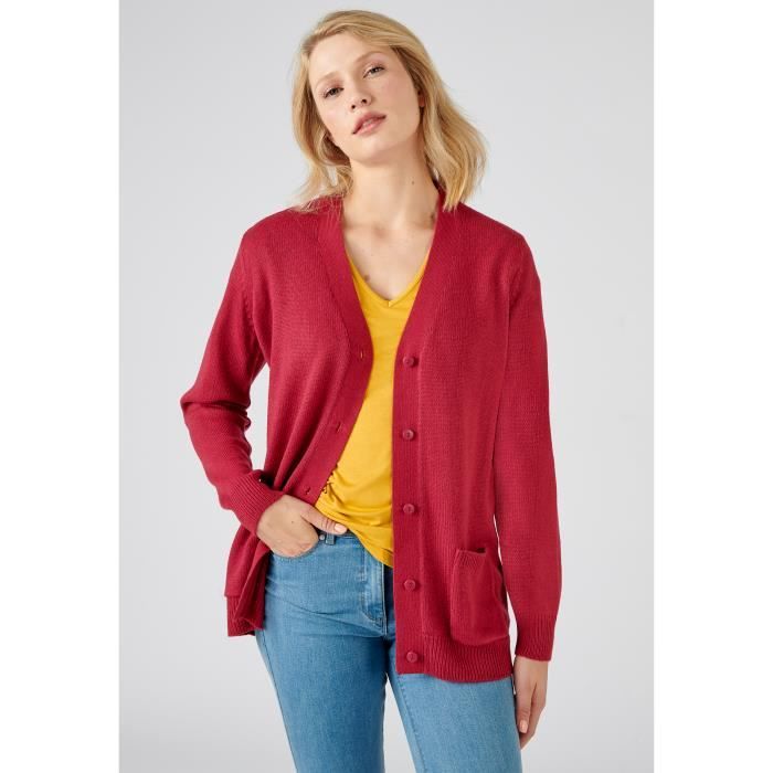 Gilet Damart Gilet classique maille jersey Bordeaux Clair Bordeaux clair Cdiscount Pret a Porter