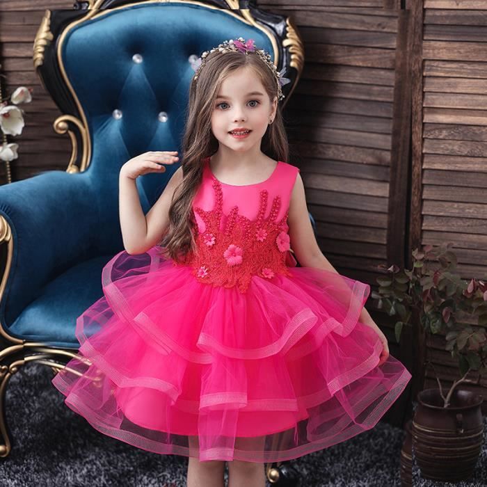 Princesse Fleur Fille Robe Ete Tutu Mariage Fete D Anniversaire Enfants Robes Pour Filles Enfants Adolescent Bal Rouge Nouveau 2020 Rose Rouge Achat Vente Robe Cdiscount