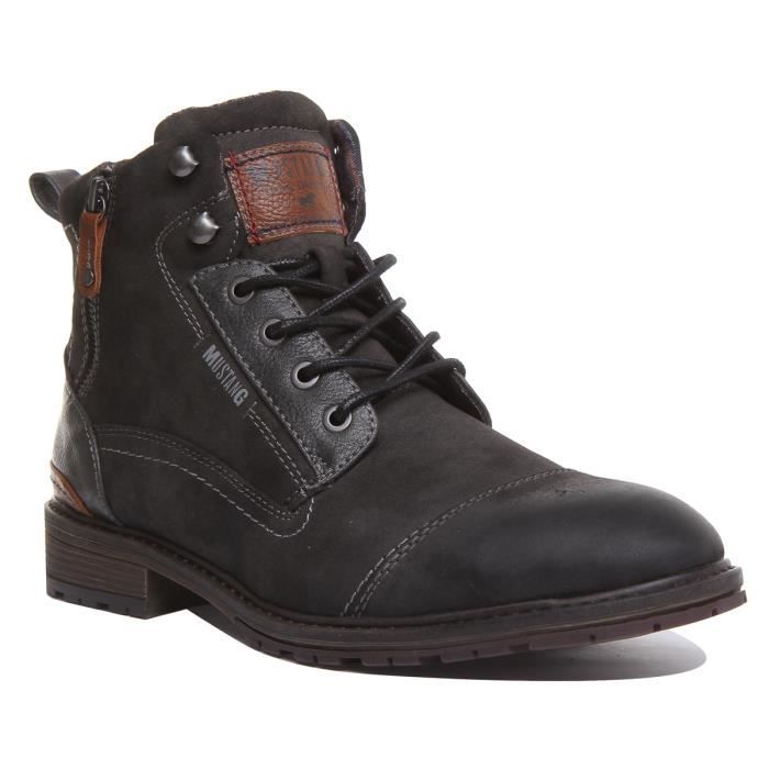 Bottes de cheville en canvas gris pour homme Mustang Fermeture
