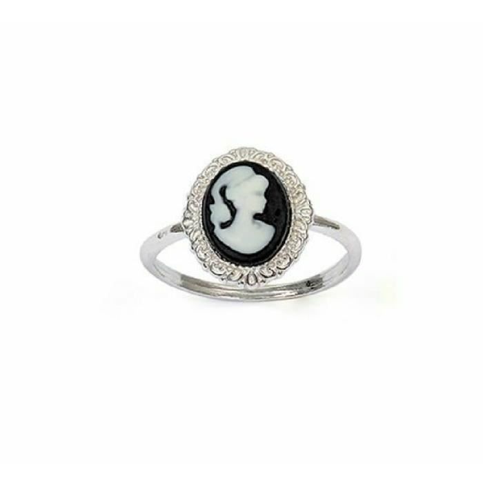 Bague Camée Argent Massif 925 - Fond Bleu Rhodié - Sans Nickel - Neuf Avec Étiquettes