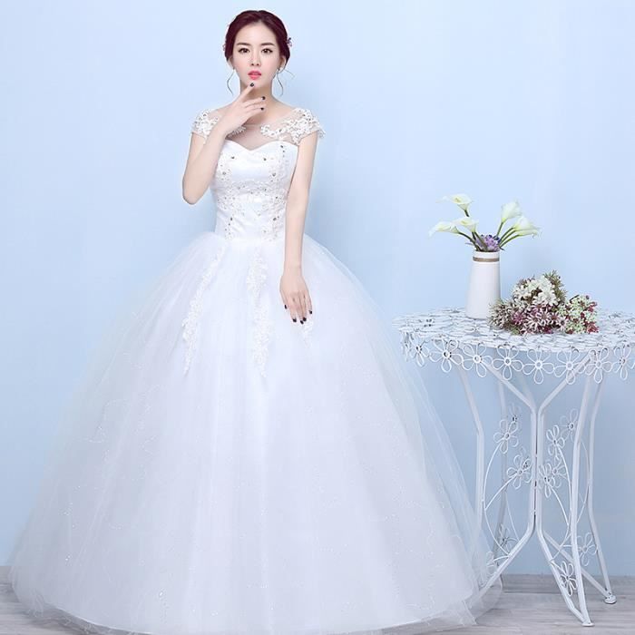 Blanc XXL2021 nouvelle mari e cor enne dentelle une paule