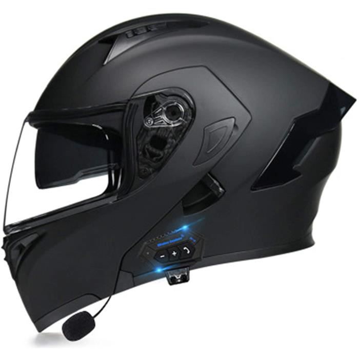 Casque Moto Modulable Bluetooth Homologué ECE - Flip Up Double Visière Anti-Collision Pour Homme Et Femme