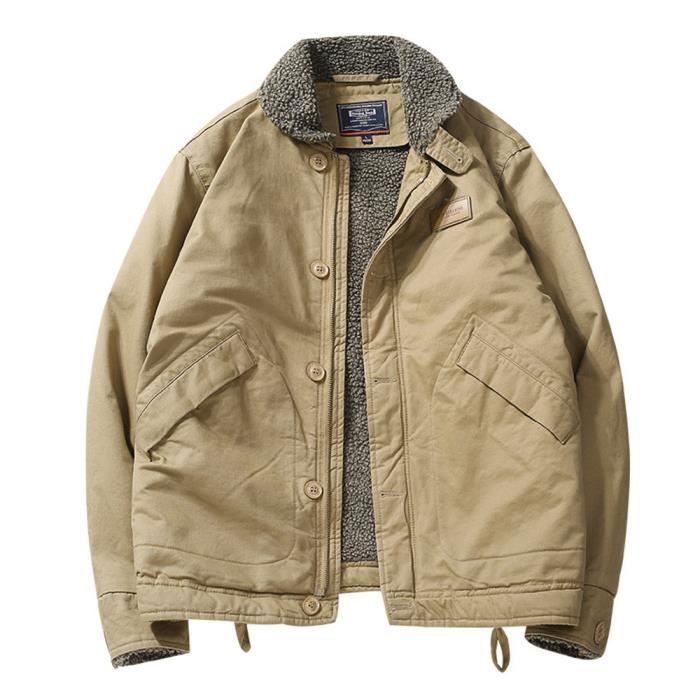 Veste Cargo D'hiver Hommes En Faux Cuir - Marron - Coupe-vent Et Chaud - Poches - Style