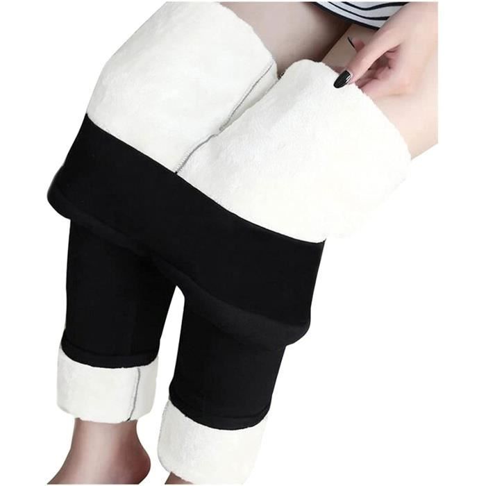 CheChury Femme Leggings Collant Doublé Polaire Pantalons Élastiques Taille Haute Legging Chaud Hiver Épais Velours Fleece Thermique Jambières Extensible Slim