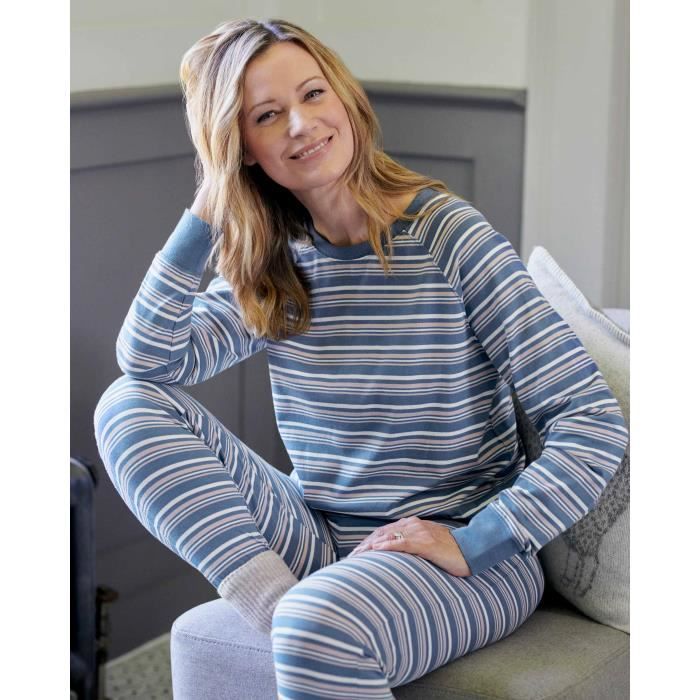 WoolOvers Haut de pyjama Femme Jersey Raye pastel Multicolor Cdiscount Pret a Porter