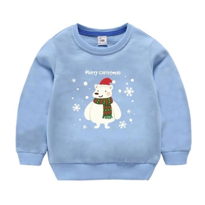 Pull Noel Enfant En Tricot Automne Hiver Pullover Imprime Manches Longues Pour Garcon Et Fille Bleu Clair Cdiscount Pret A Porter