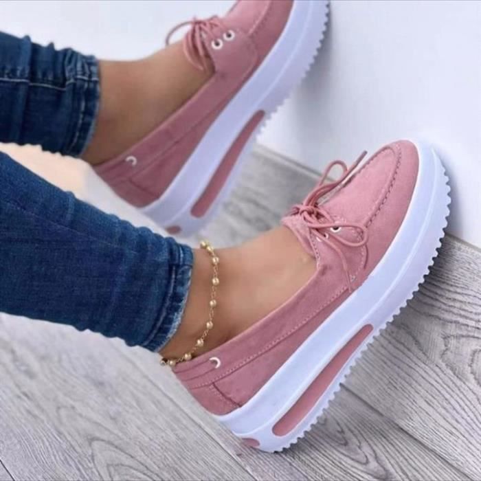 Mocassin Femme Daim Rose