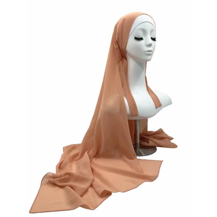 Attachez le dos solide en mousseline de soie Hijab écharpe avec bandage antidérapant femmes