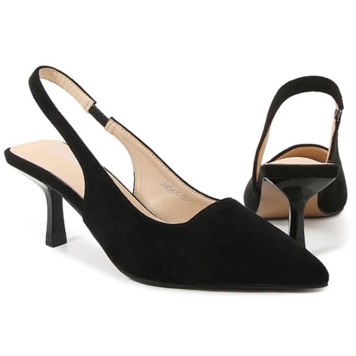 Escarpins Parallèle En Daim – Petit Talon – Marron – Pointure 35 (indiquée 2)