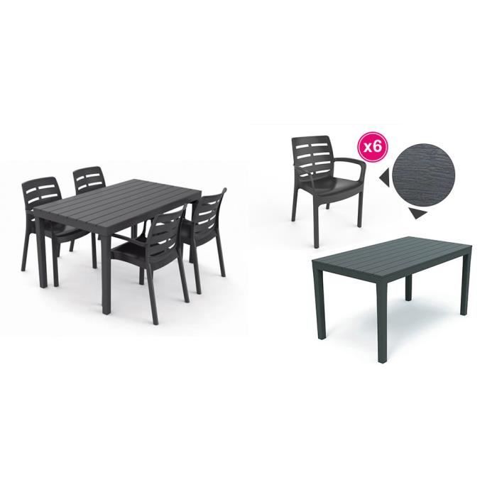 Salon De Jardin Table 6 Fauteuils Anthracite Achat Vente