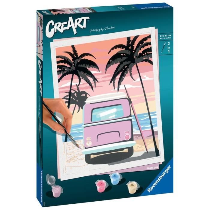 CreArt Beach Life 24x30 cm - Peinture par numéros – Dès 12 ans – Ravensburger - 20131