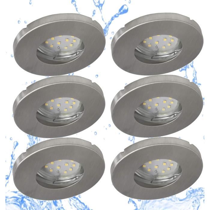 Lot De 6 Spots LED Encastrables IP44 - Blanc Neutre 4000K, 4.7W - Pour Salle De Bain, Plafonds Plats - Ø85mm