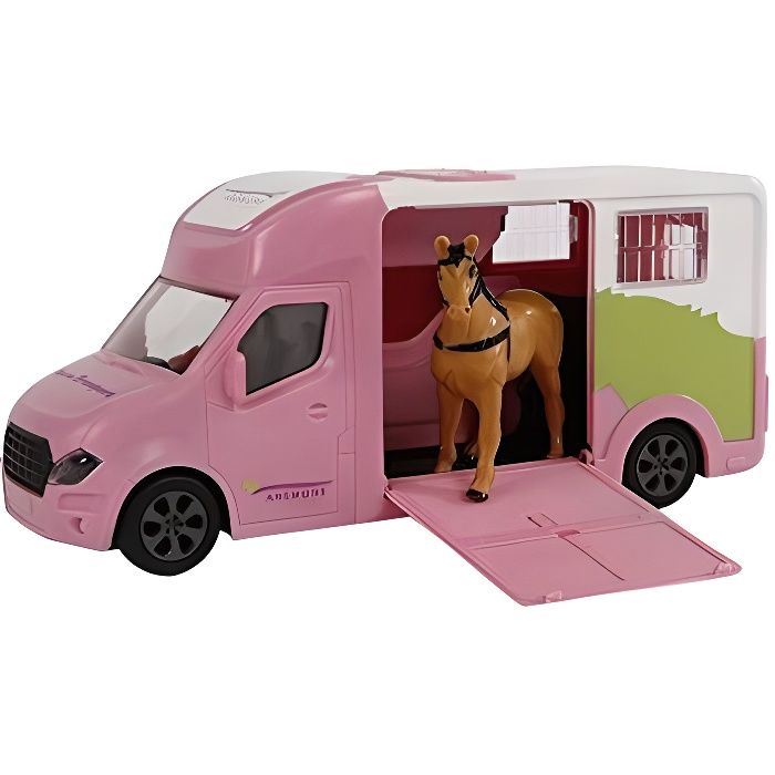 G n rique Camion Van Horses Transport avec Un Cheval Longueur 20cm KID510212