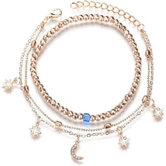 Bracelet De Cheville Réglable Strass Carufin - Croix Tennis, Chaîne été Plage, Bijou Femme