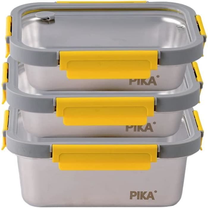 Pika Lot De 7 Boîtes Alimentaires En Inox - 3x820ml + 2x1200ml + 2x260ml - Hermétiques, Micro-ondes, Four Et Congélo