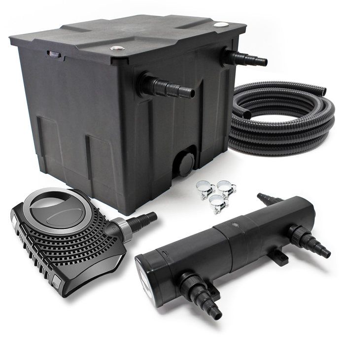 SunSun Kit complet: CBF-350 Filtre de bassin jusquà 12000 L Biologique NEO10000 pompe de filtration 10000l/h 80W CUV-236 lampe uv
