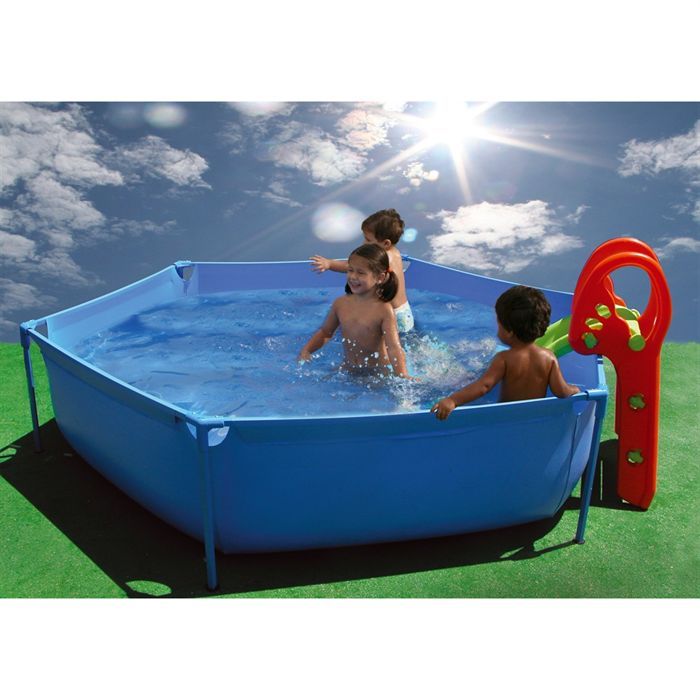 piscine tubulaire toboggan hexagonale 215x45 cm cdiscount jeux jouets