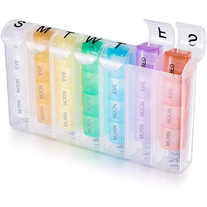 Pilulier Hebdomadaire (semainier) - 7 Compartiments - Français - Multicouleur